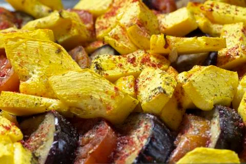 Fried potatoes with vegetables Stock Photos