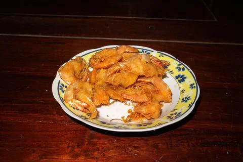 Fried prawn menu Stock Photos
