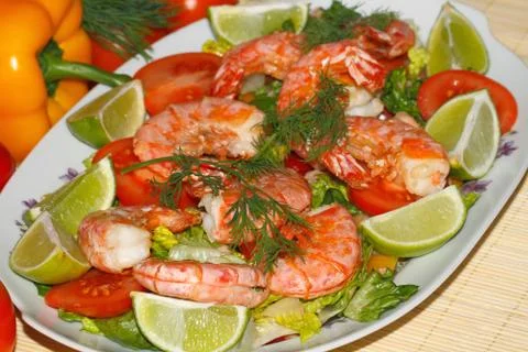 Fried prawns Stock Photos
