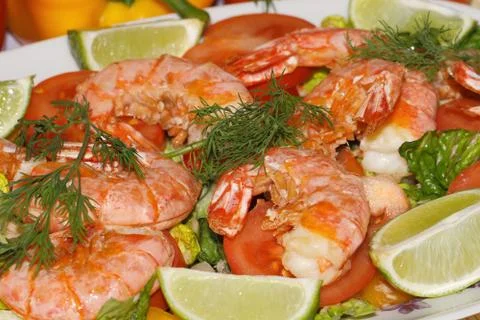 Fried prawns Foto stock