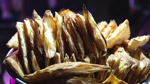 Fried puff at a street side vendor Video stock 297932172