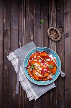 Fried pumpkin slices Stock Photos