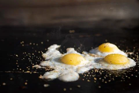 Fried quail eggs. Stock Photos