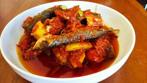 Fried red chili mackerel fish Photos