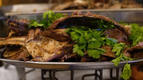 Fried ribs on plate Stock Footage 151591631