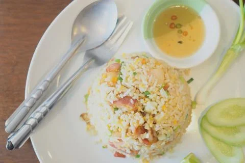Fried rice with bacon Stock Photos