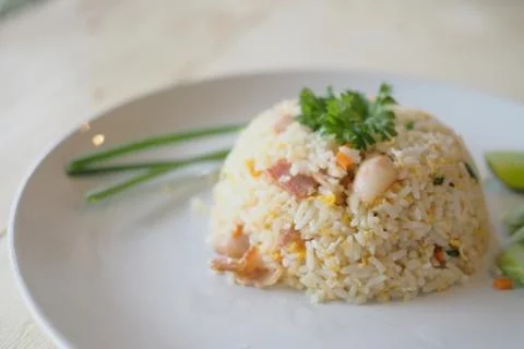Fried rice with bacon Stock Photos
