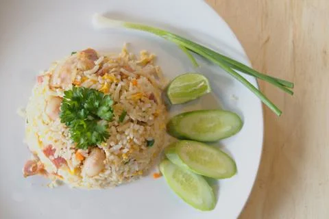 Fried rice with bacon Stock Photos