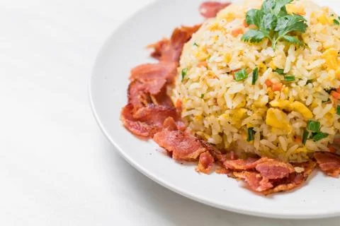 Fried rice with bacon Stock Photos