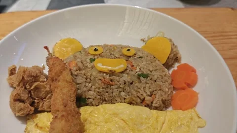 Fried rice bear shape Stock Footage 341665498