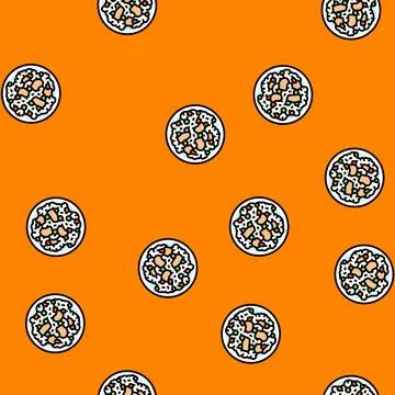 Fried rice chicken dish vector seamless pattern Stock Illustration