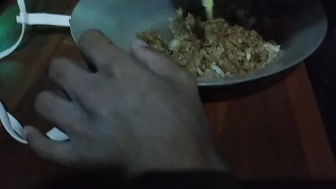 Fried Rice with Crispy Egg Topping Stock Footage 228941305