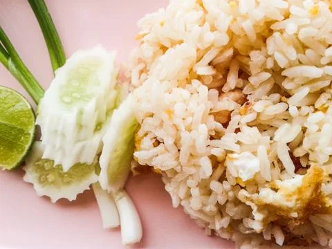 Fried rice with eggs Foto stock