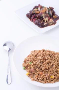 Fried rice with mantis prawn Stock Photos