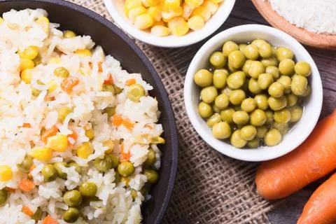 Fried rice in pan Stock Photos
