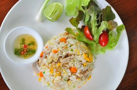 Fried rice with pork. Stock Photos