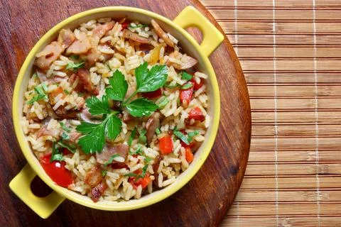 Fried rice with pork Stock Photos