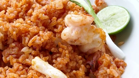 Fried rice seafood Stock Footage 85026449