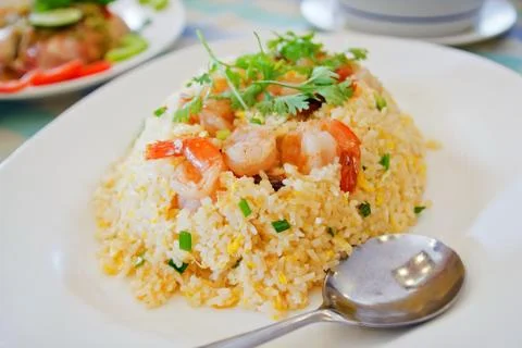 Fried rice with shrimp Foto stock