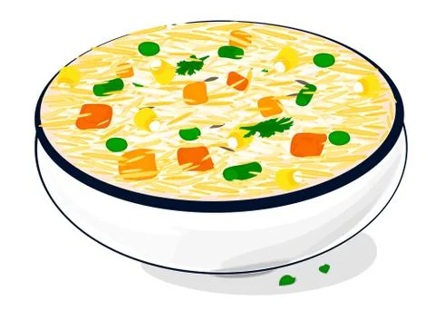Fried rice with Vegetable Food Vector Stock Illustration
