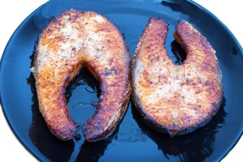 Fried salmon Stock Photos