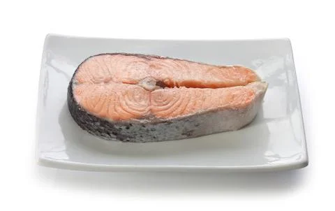 Fried salmon Foto stock
