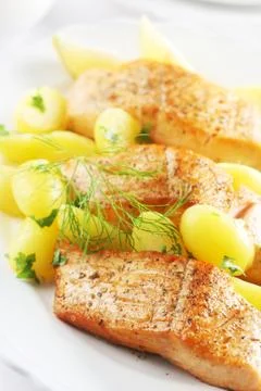 Fried Salmon Stock Photos
