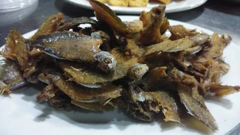 FRIED SALTED FISH 库存照片