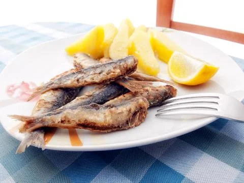 Fried sardines Stock Photos