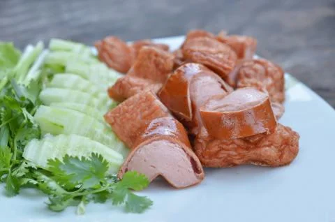 Fried sausage Foto stock