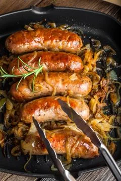 Fried sausage. Stock Photos