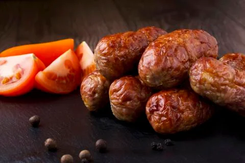 The fried sausage Stock Photos