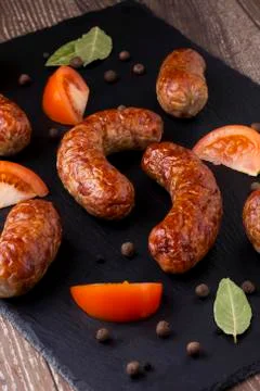The fried sausage Stockfoto's