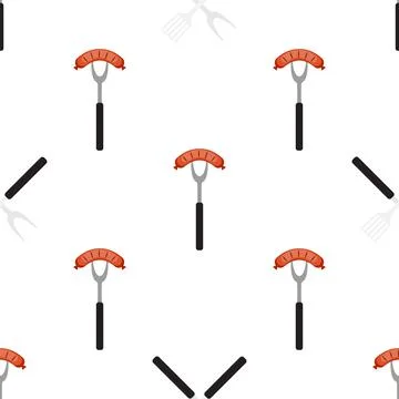 Fried sausage Seamless Pattern on Background Illustration Stock Illustration