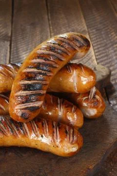 Fried sausages Stock Photos