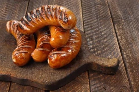 Fried sausages Stock Photos