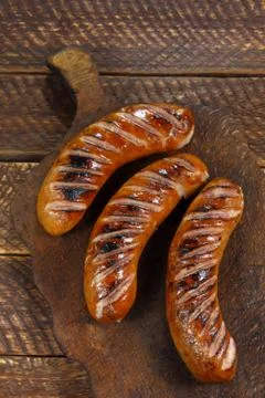 Fried sausages Stock Photos
