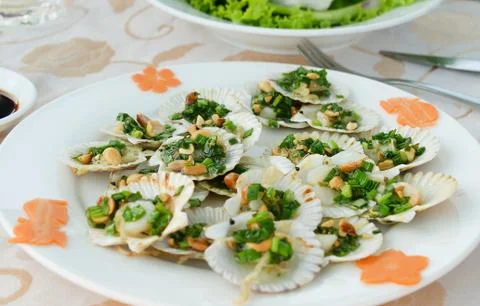 Fried scallops Stock Photos
