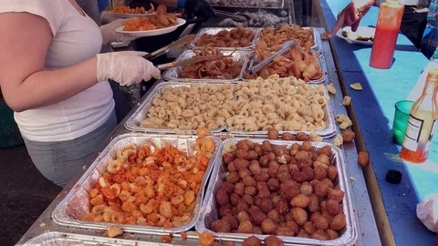 Fried Seafood Served Stock Footage 76140410