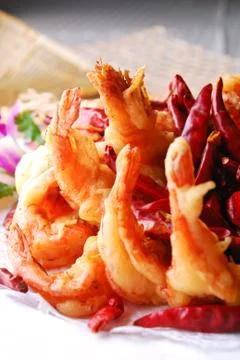 Fried shrimp Stock Photos