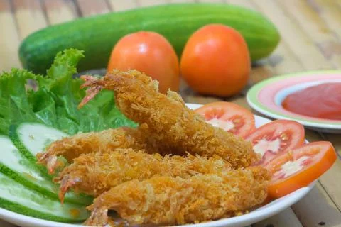 Fried shrimp Stock Photos