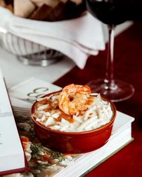 Fried shrimp with sushi on the table Stock Photos