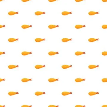 Fried shrimp tempura seamless pattern for food background Stock Illustration