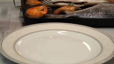 Fried shrimps Stock Footage