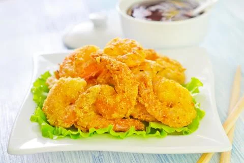 Fried shrimps Stock Photos