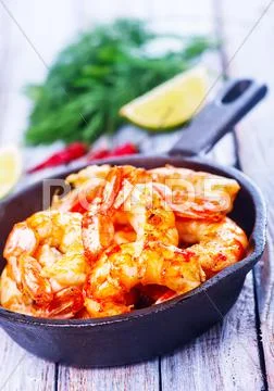Fried shrimps Stock Photos