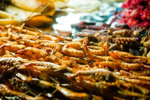 Fried shrimps Stock Photos