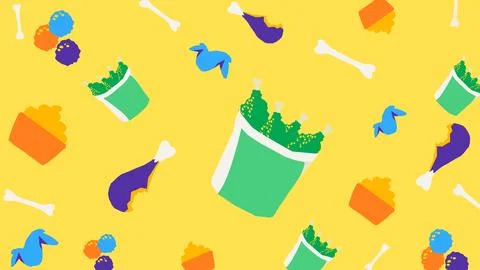 Fried snack icons background Stock Illustration
