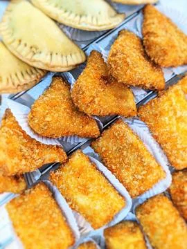 Fried snacks, chicken risols Stock Photos
