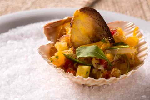 Fried soft shell crab salad Stock Photos